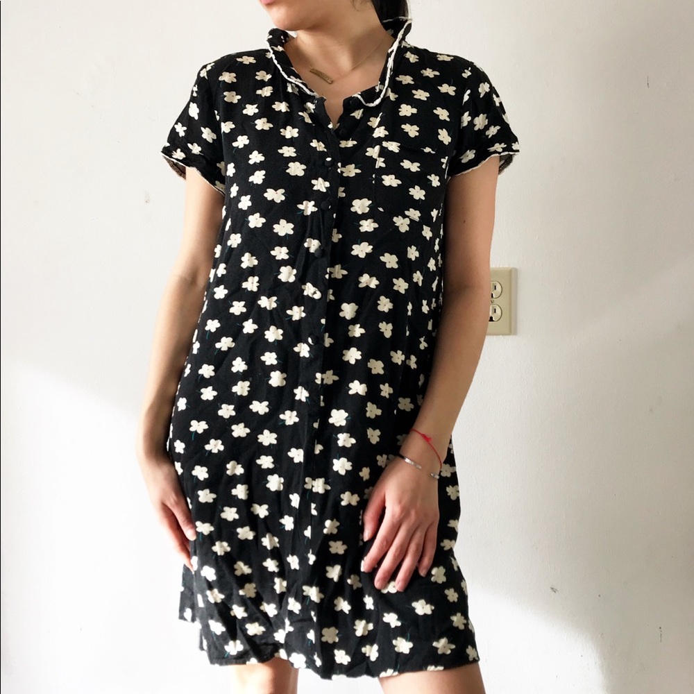 VINTAGE late 80s  floral button up baby doll dress